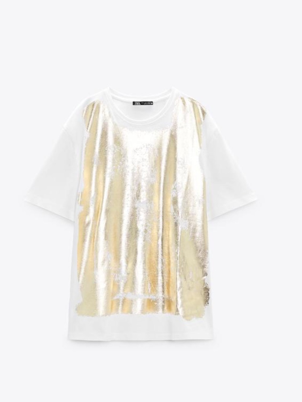 Zara White Tee with Metallic Gold Front